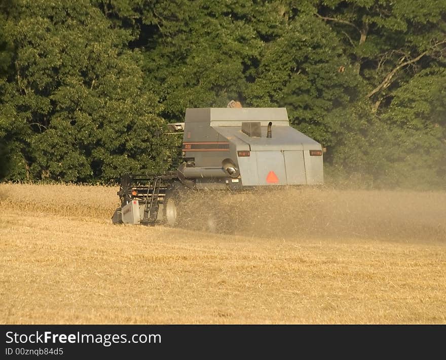 A farmer harvesting his field