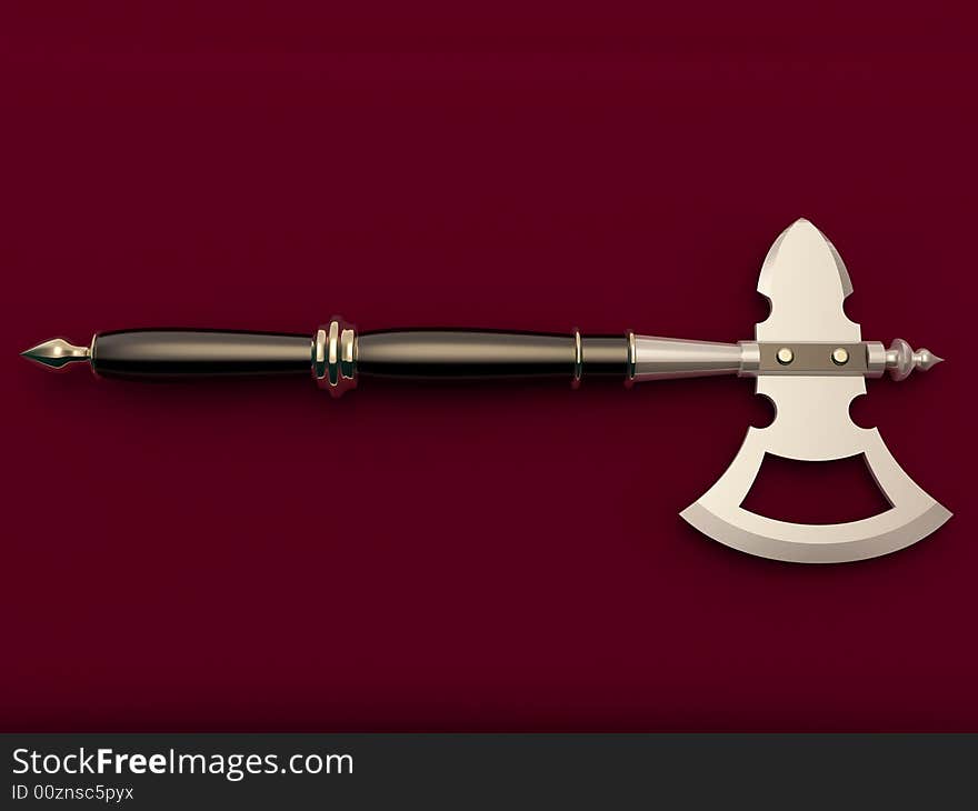 War axe on a maroon background