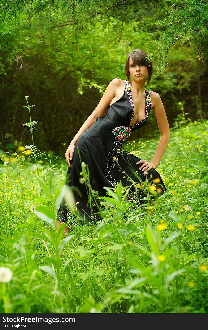 Girl posing in the woods