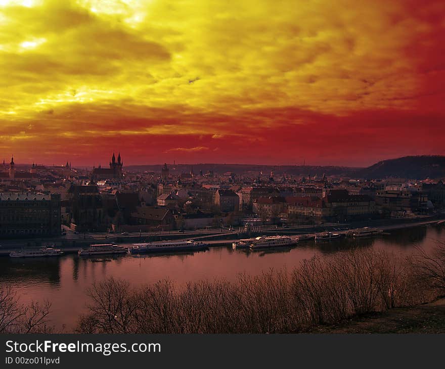 Sunset over Prague