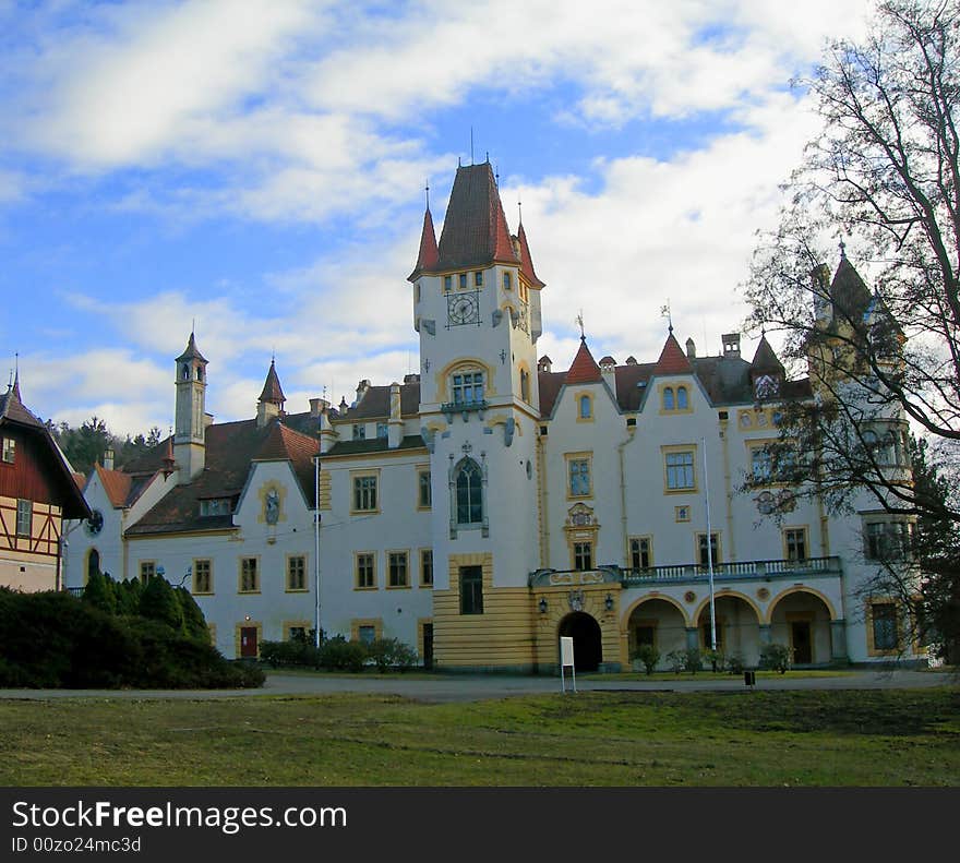 Beautiful romantic castle against sky in the Czech Republic. Beautiful romantic castle against sky in the Czech Republic