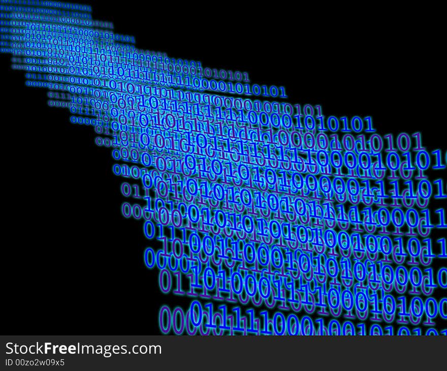 Data flow of binary digits. Data flow of binary digits