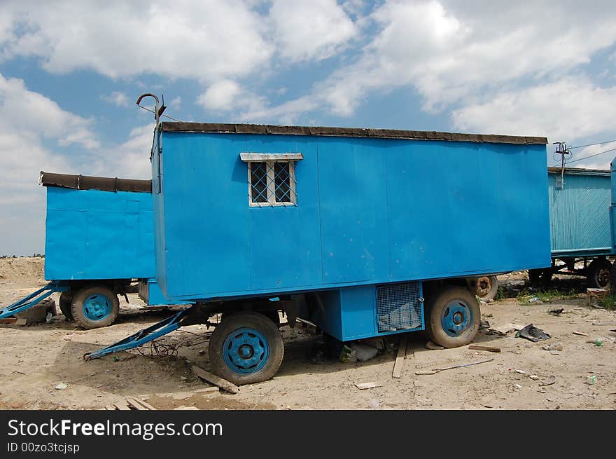 Temporary   houses for worker near construction place. Abandoned. Temporary   houses for worker near construction place. Abandoned