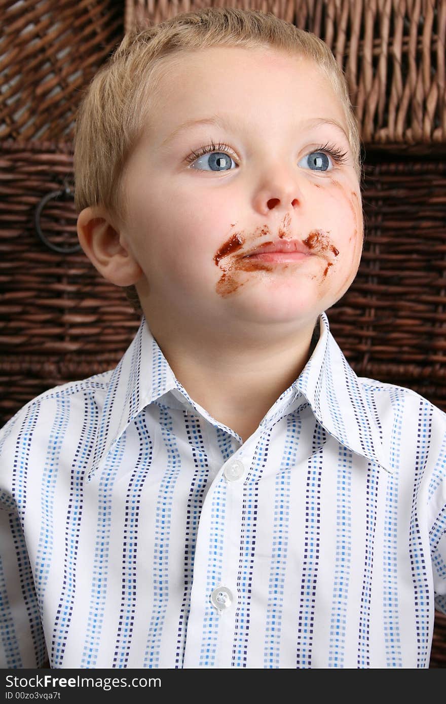 Beautiful blond boy with blue eyes and a dirty mouth