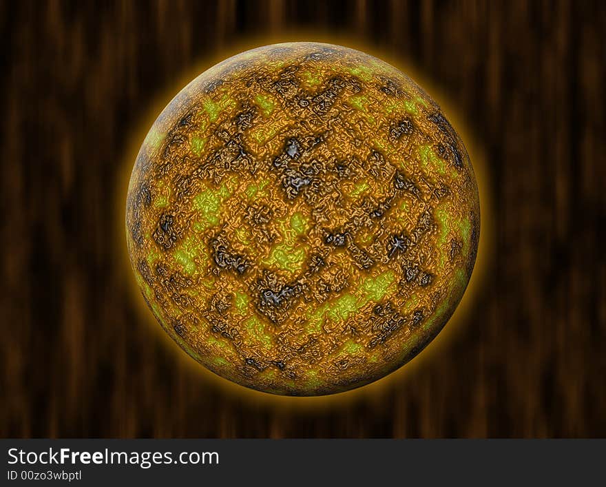 Illustration of alien planet in deep space