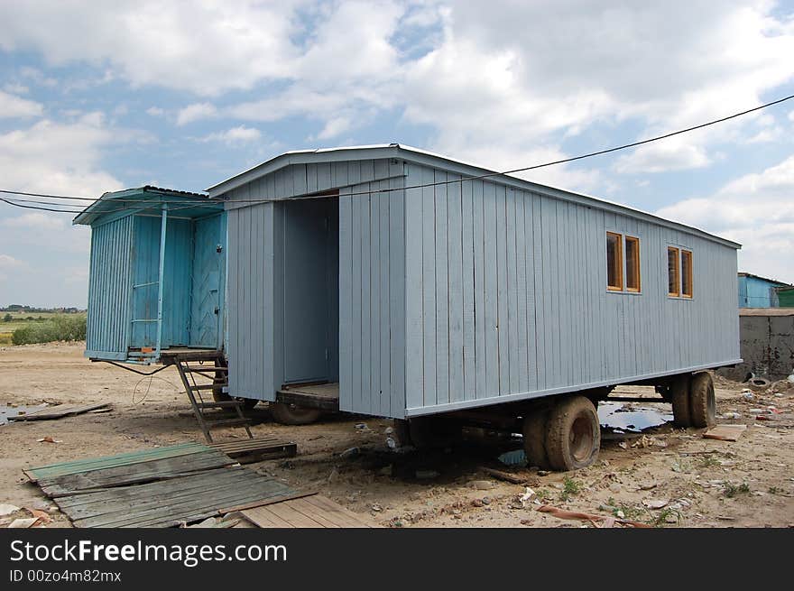 Temporary houses for worker near construction place. Abandoned. Temporary houses for worker near construction place. Abandoned