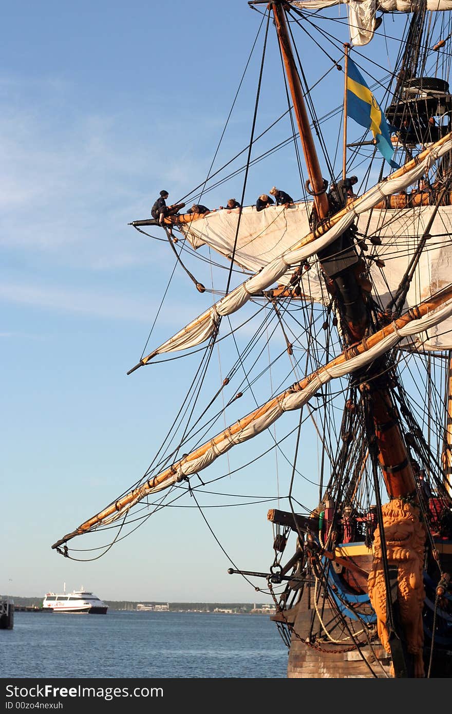 Ancient wooden ship in city Tallinn. Ancient wooden ship in city Tallinn