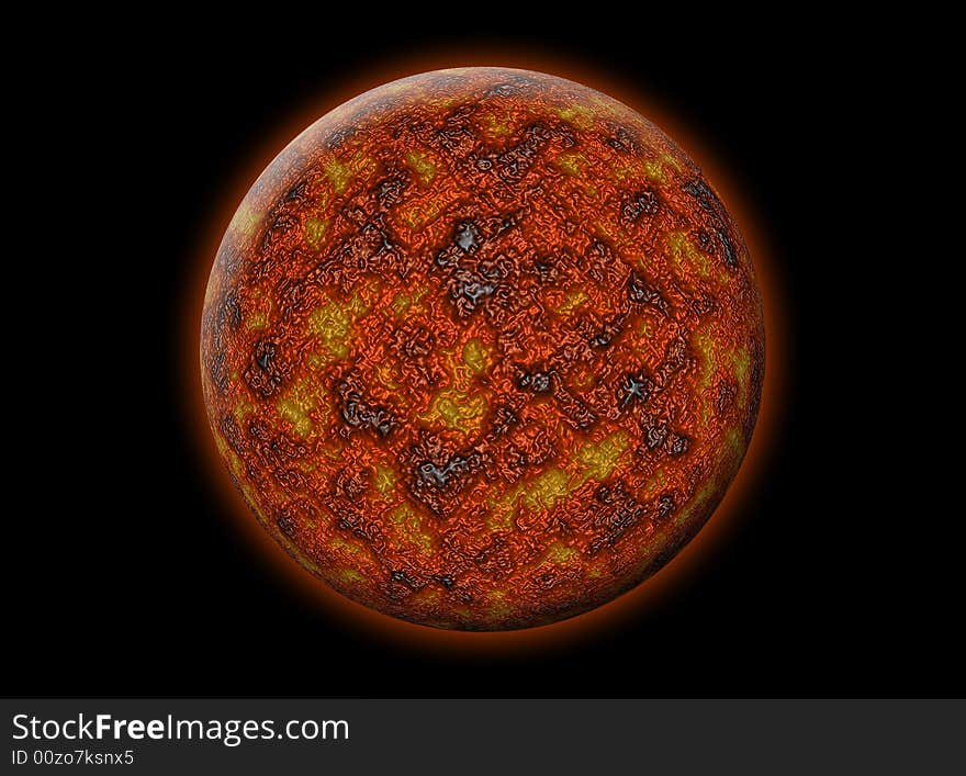 Illustration of red alien planet