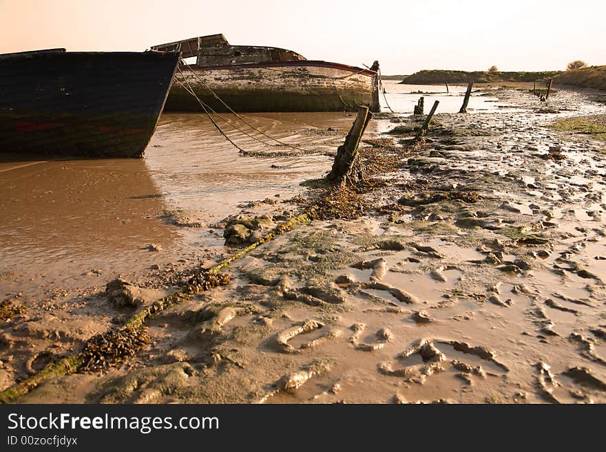 Rotting boats orford ness suffolk