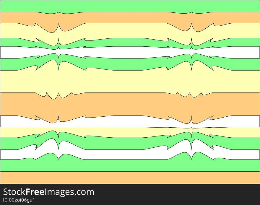 Vector ornament consisting of strips and optical illusions. Can be continued by a copy of figure upwards and downwards.