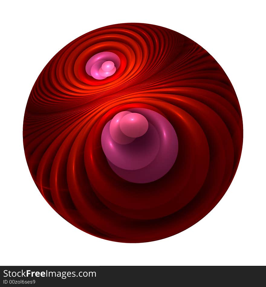 Abstract fractal image resembling a twisted eye marble