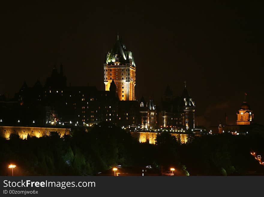 The Frontenac castle night scene. The Frontenac castle night scene