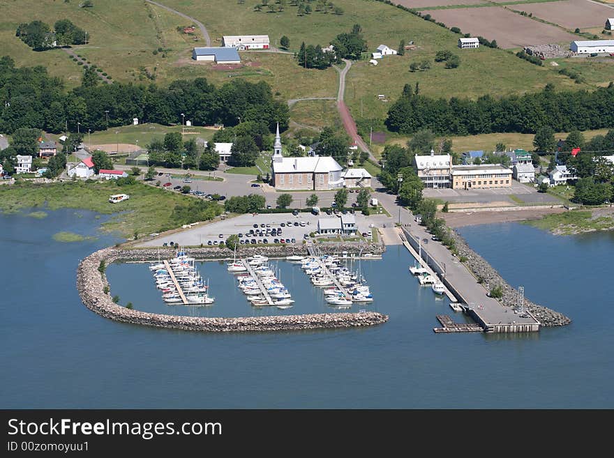 Boats in the port at the saint lawrence river. Boats in the port at the saint lawrence river