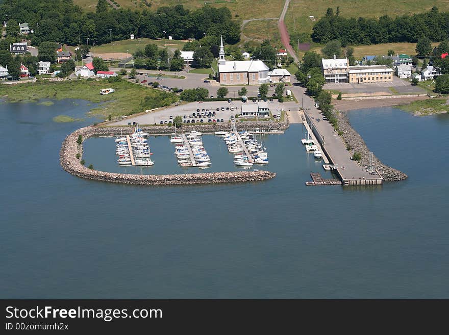 Boats in the port at the saint lawrence river. Boats in the port at the saint lawrence river