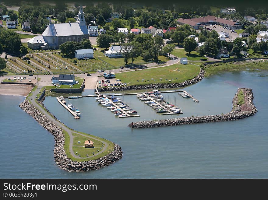 Boats in the port at the saint lawrence river. Boats in the port at the saint lawrence river