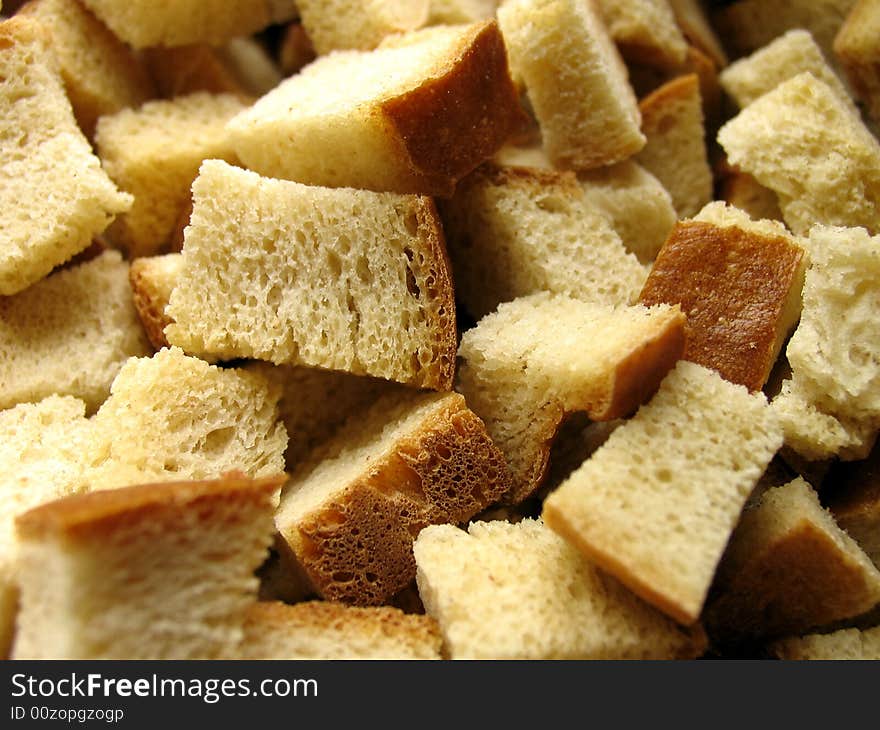 Pieces of bread rusks, background