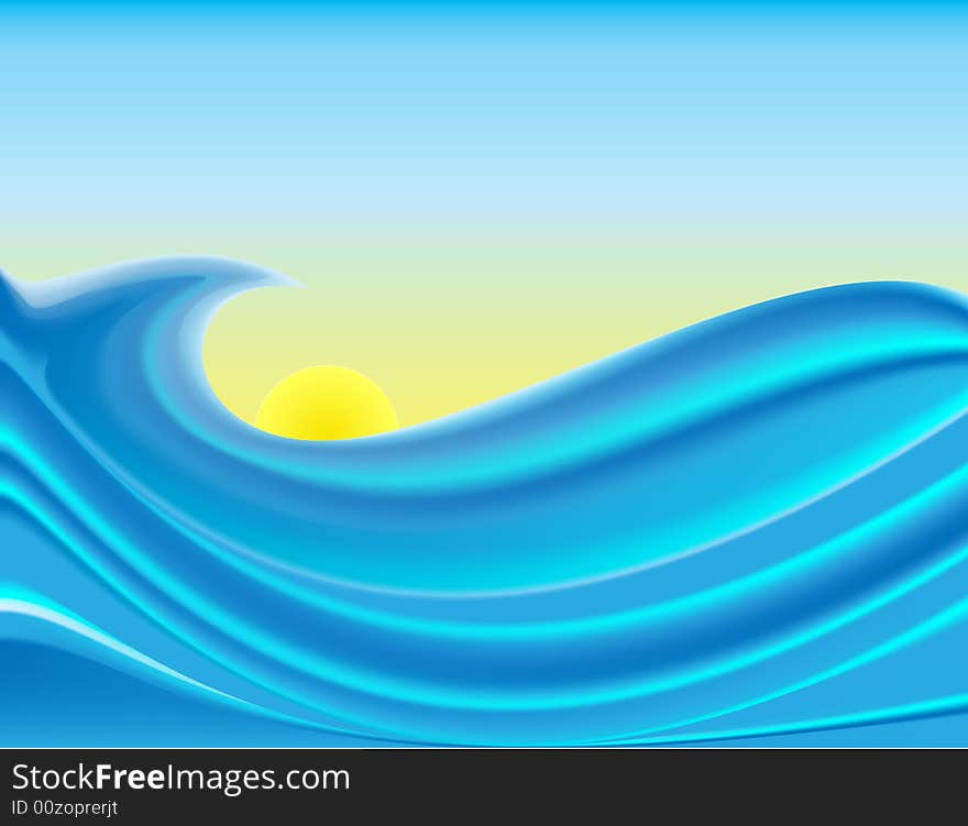 Abstract sea scenery with simple wave. Abstract sea scenery with simple wave