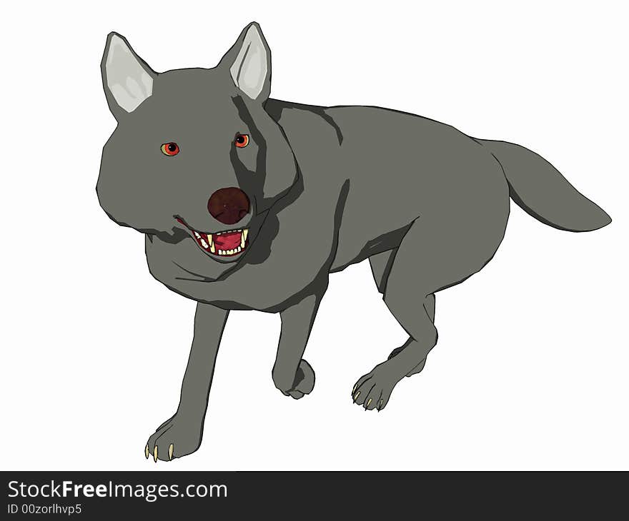 Cartoon Style Grey Wolf