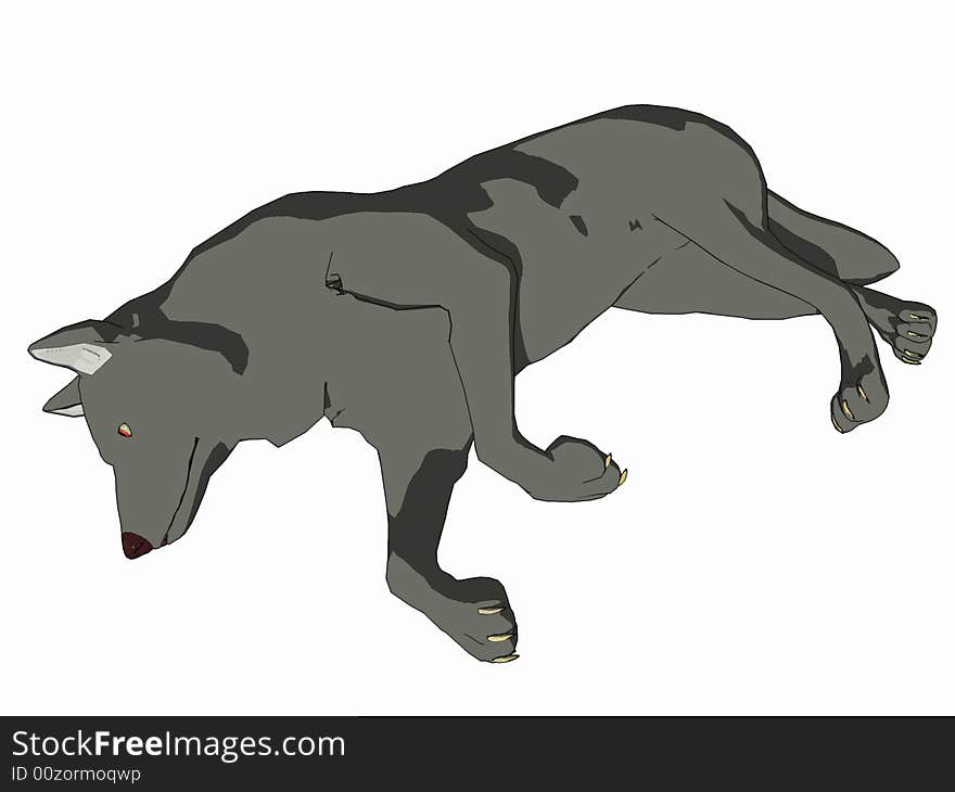 Cartoon Style Wolf Laying Down