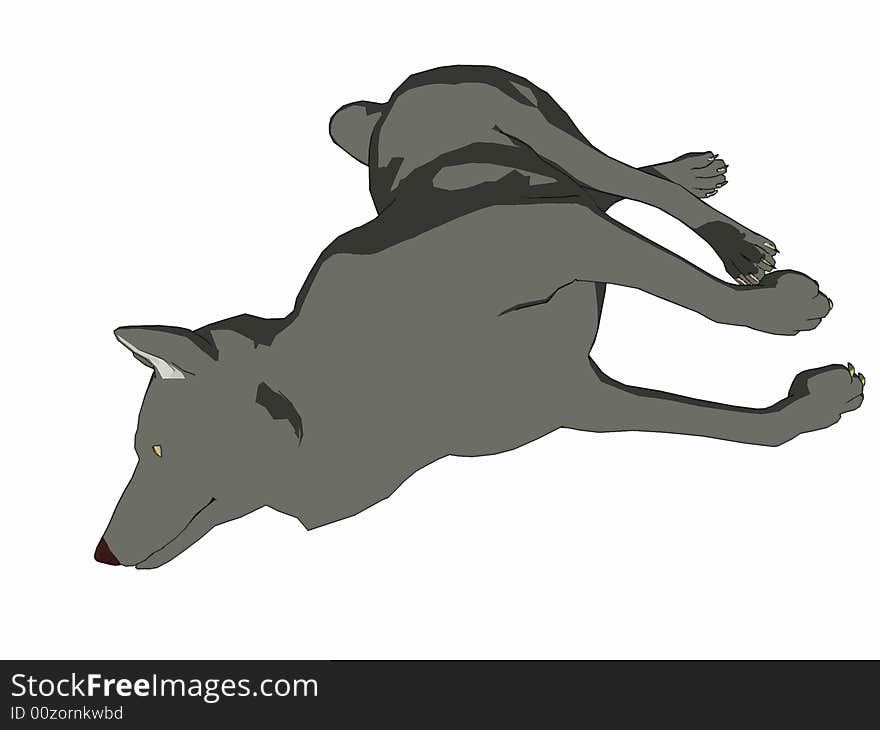 Cartoon Style Wolf Laying on Side