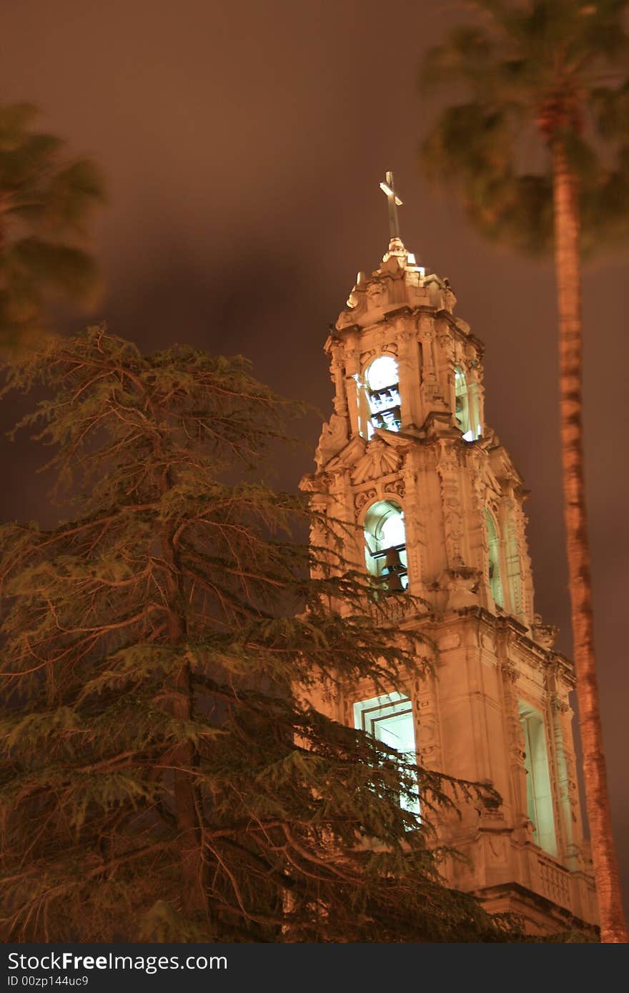 Night time image of eerie church. Night time image of eerie church