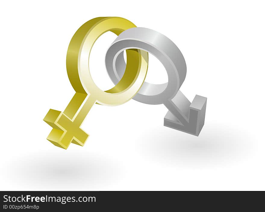 Vector illustration of men and women gold and silver icons. Vector illustration of men and women gold and silver icons