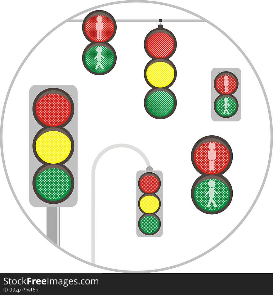 Traffic light, Ñollage, vector ilustration