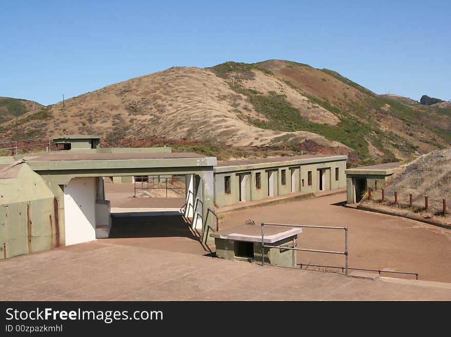 Historic USA military Fort Baker, Battery Spencer, San Francisco, California, Marin Headlands side. Historic USA military Fort Baker, Battery Spencer, San Francisco, California, Marin Headlands side