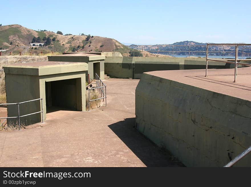 Historic USA military Fort Baker, Battery Spencer, San Francisco, California, Marin Headlands side. Historic USA military Fort Baker, Battery Spencer, San Francisco, California, Marin Headlands side