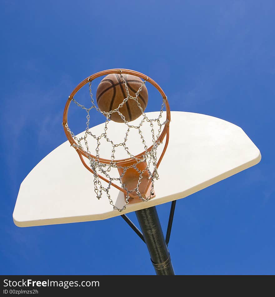 Basketball hoop in a green park. Basketball hoop in a green park