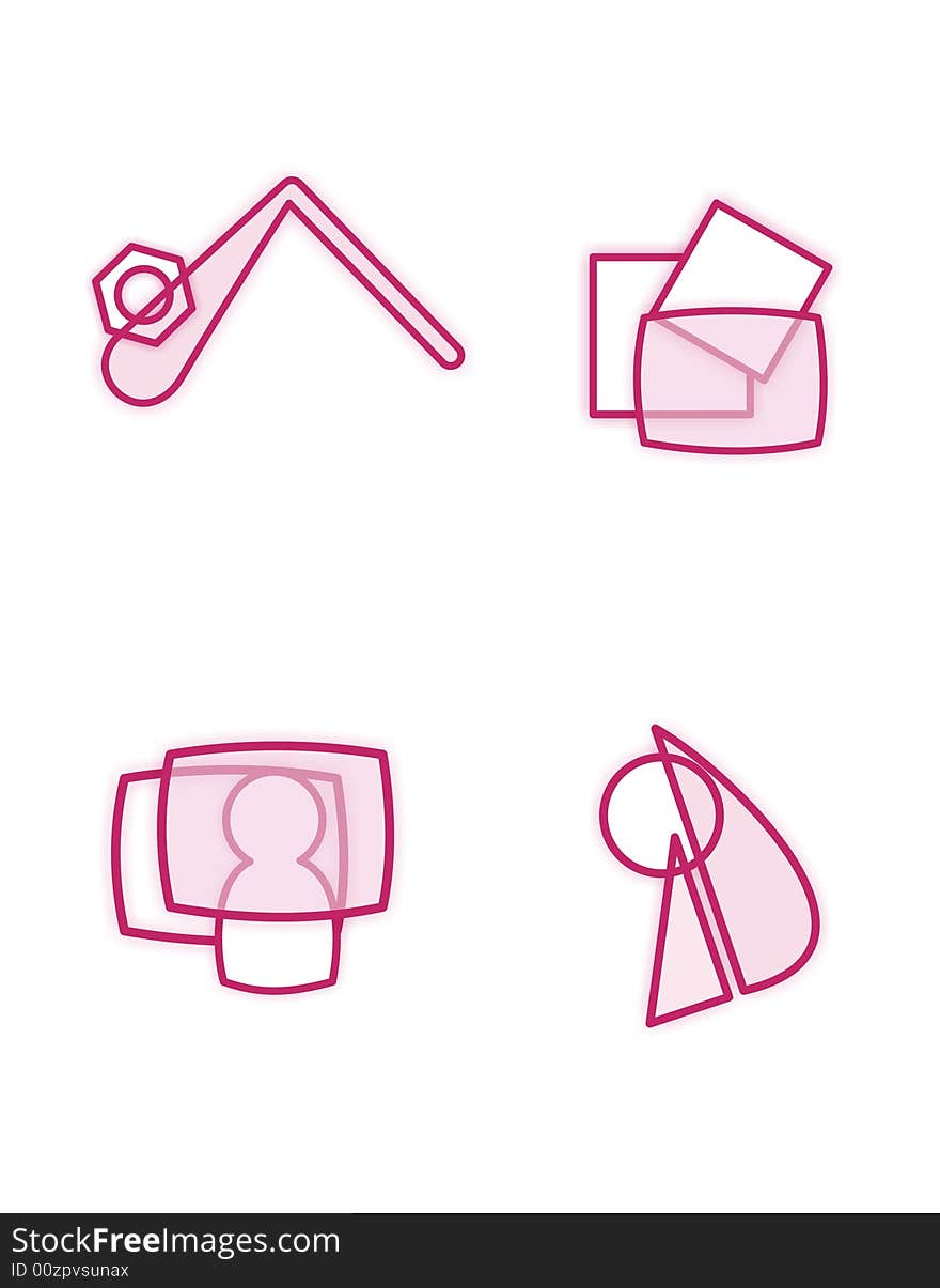 Character purple icons, that represent workshop, presentations, retreats and webcast.