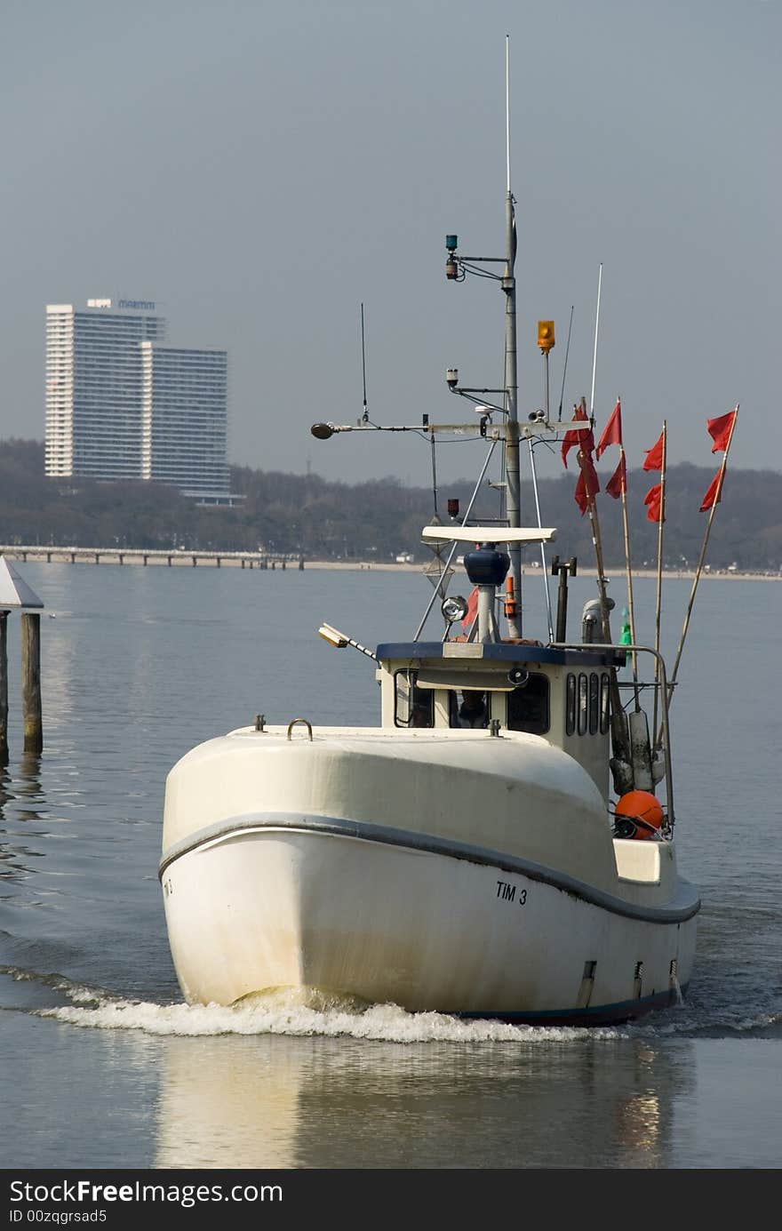 A german harbour scene with boat