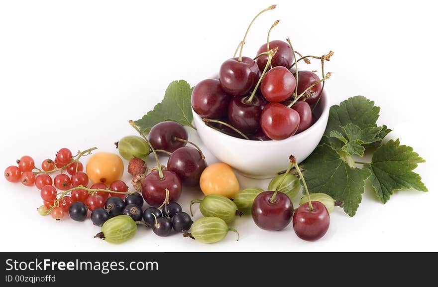 Mixed berries on white background. Mixed berries on white background.