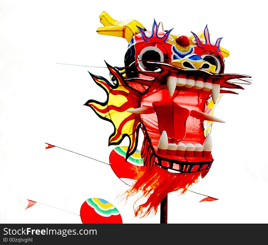 This was a called dragon of kite. It was hung up on the framework of iron. It was made of silks, plastics, wire and feathers by actor. The head of dragon is about 70cm high and 38cm wide and 5m long of his body. This was a called dragon of kite. It was hung up on the framework of iron. It was made of silks, plastics, wire and feathers by actor. The head of dragon is about 70cm high and 38cm wide and 5m long of his body.