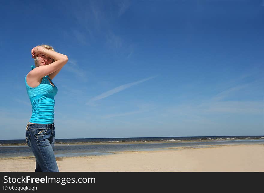 Beautiful young girl on the beach. Beautiful young girl on the beach