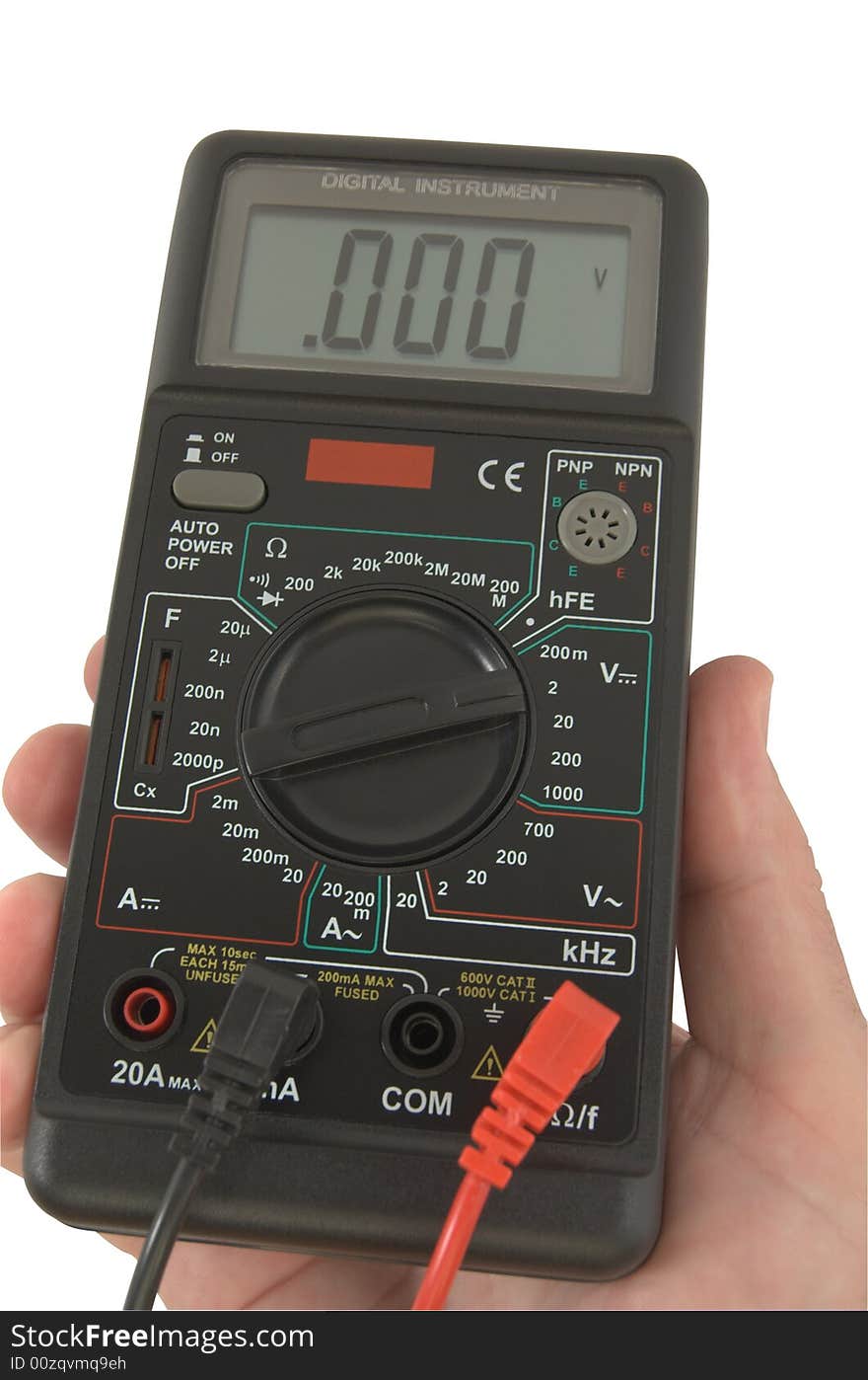 Digital multimeter in hand