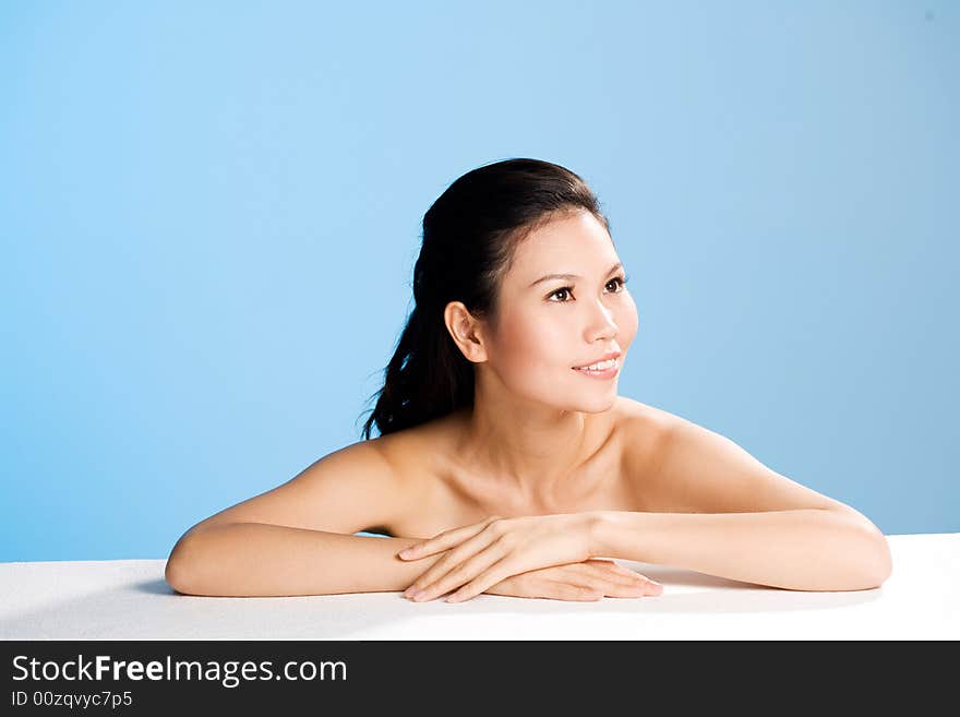 Refreshing and clean face of young woman smiling. Refreshing and clean face of young woman smiling