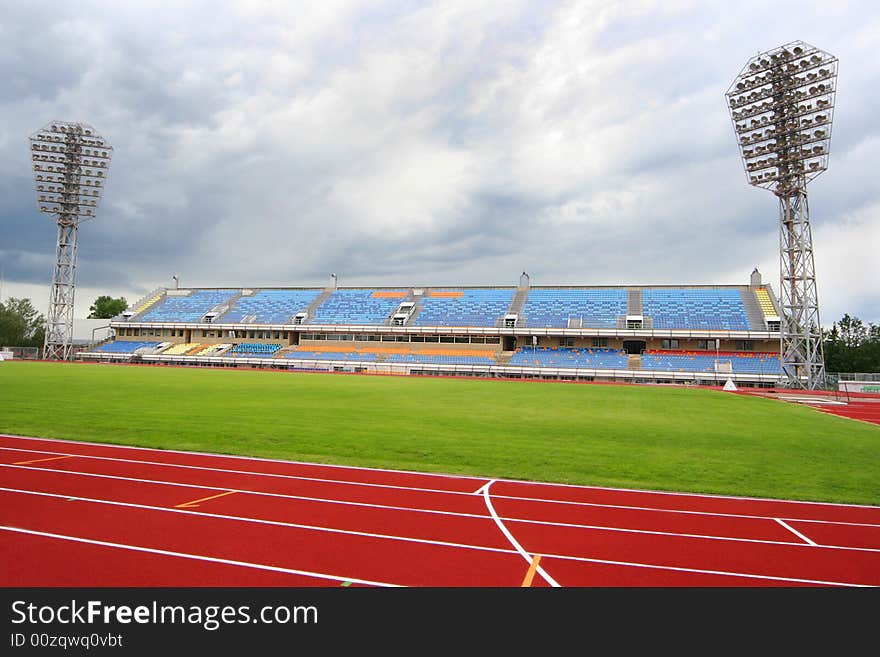 Big stadium under blue sky. Big stadium under blue sky