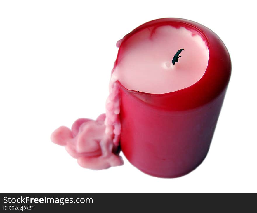 Red candle in the white background