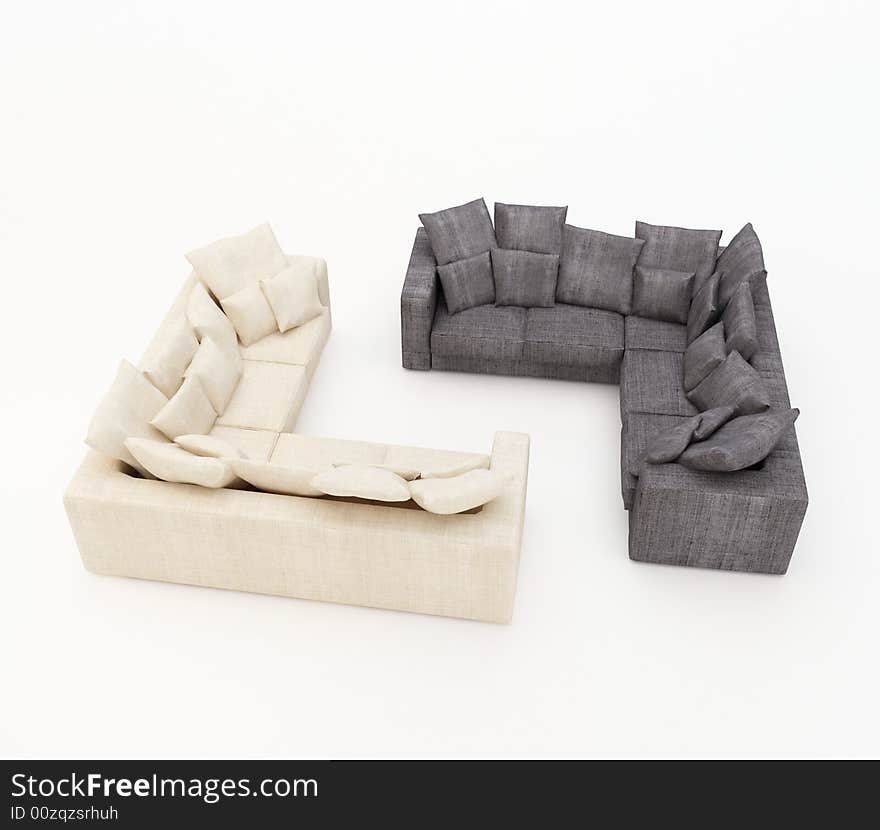 3d.Colour house sofa isolated on a white backgroun