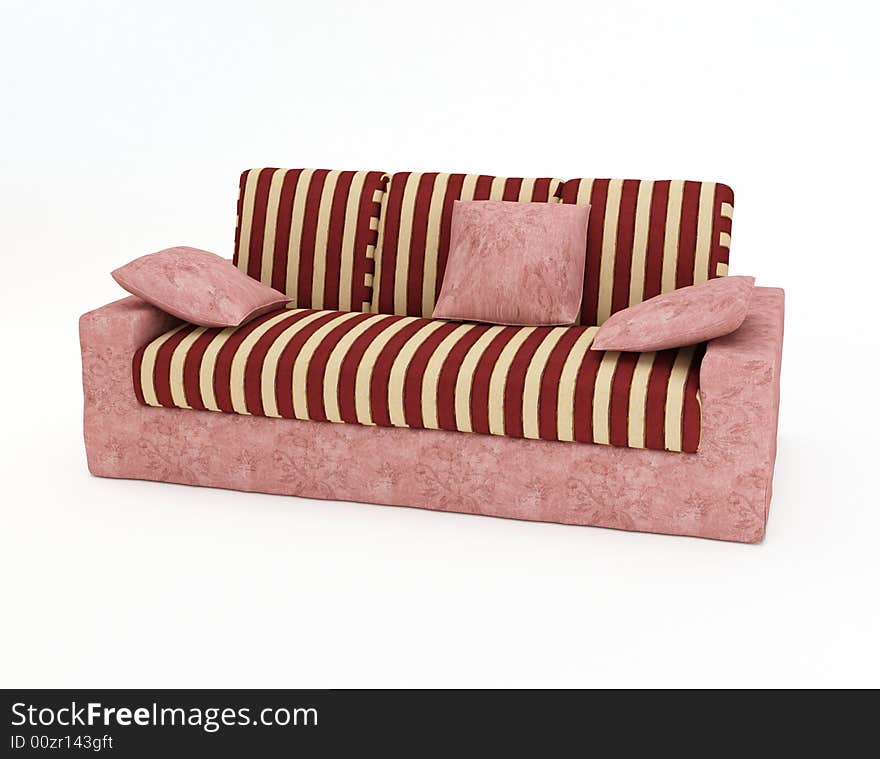 3d.Colour house sofa isolated on a white background