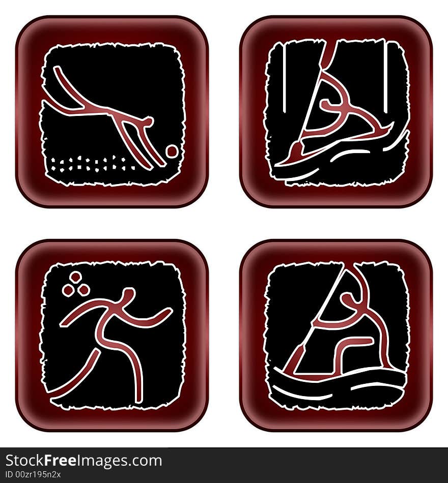 Illustration of four of the olympic sports. Illustration of four of the olympic sports