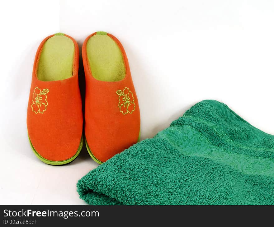 Carpet Slippers And Towel