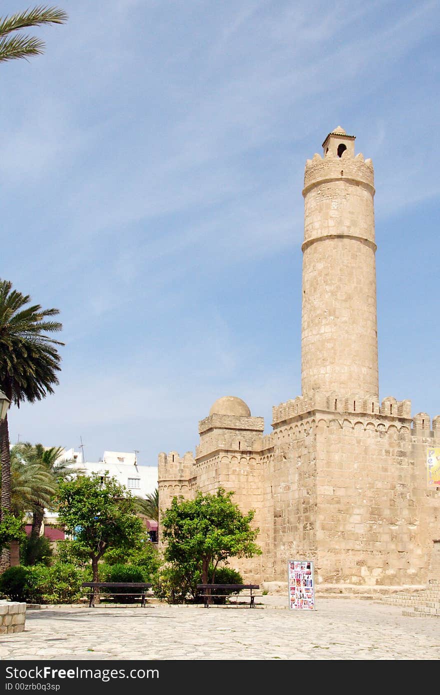 Old arabian tower on plaza. Old arabian tower on plaza