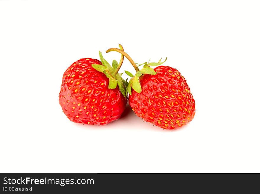 Red fresh strawberries isolated on white background