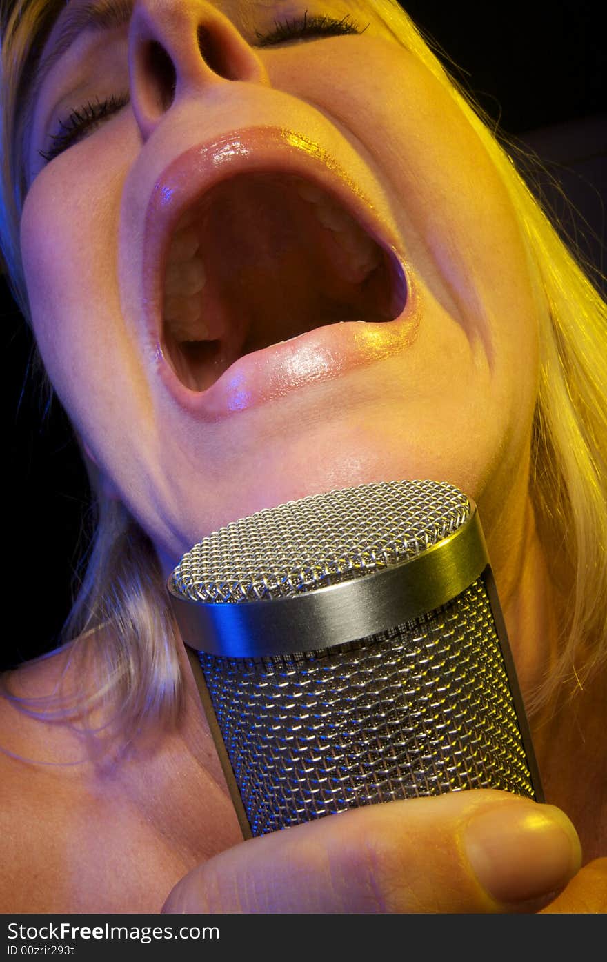 Woman Sings with Passion