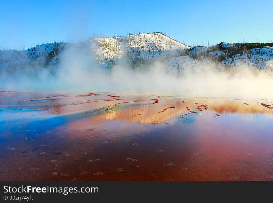 Grand Prismatic Spring, Sunset