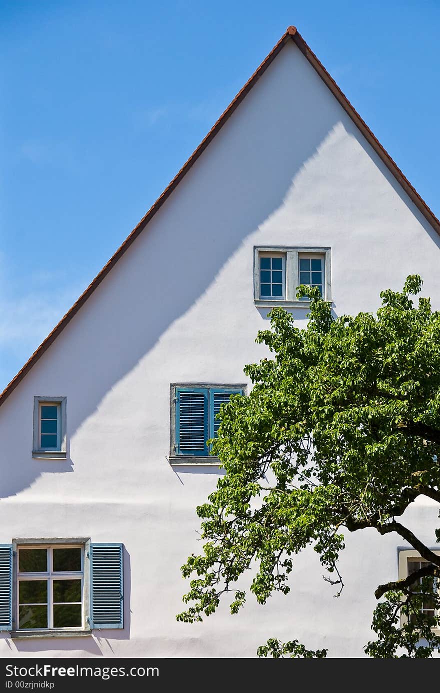 House gable against a blue sky, Constance city, germany