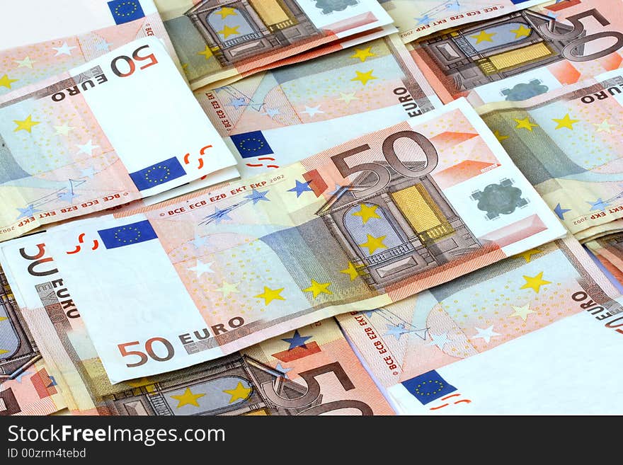 50 Euro Banknotes on a white background