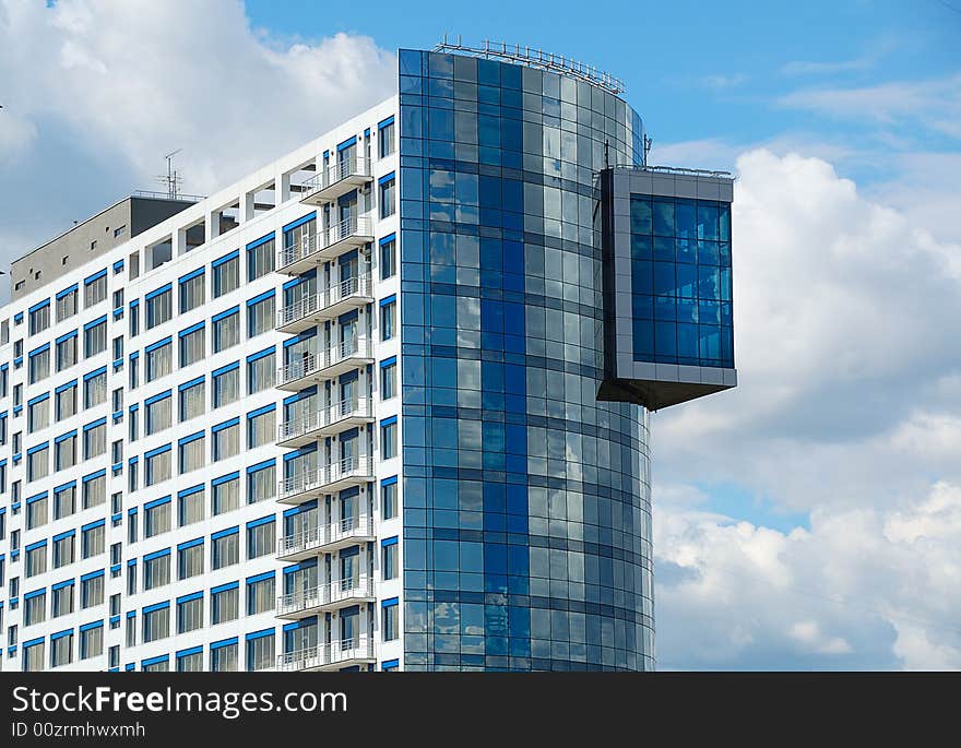 Exterior of blue modern office building. Exterior of blue modern office building